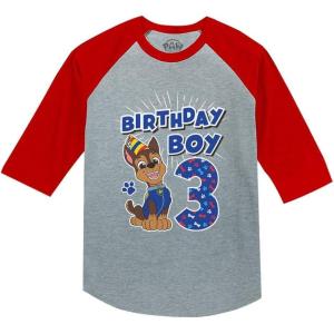 imagePaw Patrol Rubble Digging 3rd Birthday Shirt for Boys  Toddler Construction Theme 34 Sleeve Baseball TeeChase R 3rd  Red