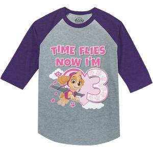 imagePaw Patrol Rubble Digging 3rd Birthday Shirt for Boys  Toddler Construction Theme 34 Sleeve Baseball TeeSkye R 3  Purple