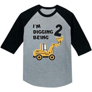 imageTstars Construction 2nd Birthday Outfit for Toddler Boys  Im Digging Being 2 Shirt  Bulldozer Digger Truck Tee34 Sleeve  Dark Gray