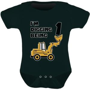 imageTstars Im Digging Being 1 Bodysuit  Cute Construction 1st Birthday Outfit and Fun Gift for Baby BoysBlack