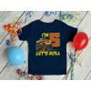 imageTstars Birthday Gift for 5 Year Old Boy Truck 5th Birthday Boys Toddler Kids TShirtGray