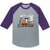 imageTstars 3rd Birthday 3 Year Old Boy Choo Train 34 Sleeve Baseball Jersey Toddler ShirtPurple