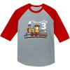 imageTstars 3rd Birthday 3 Year Old Boy Choo Train 34 Sleeve Baseball Jersey Toddler ShirtRed