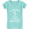 imageTstars 5 Years of Being Awesome 5 Year Old Birthday Gift Girls Fitted Kids TShirtChill Blue