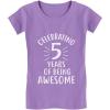 imageTstars 5 Years of Being Awesome 5 Year Old Birthday Gift Girls Fitted Kids TShirtLavender
