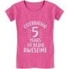 imageTstars 5 Years of Being Awesome 5 Year Old Birthday Gift Girls Fitted Kids TShirtWow Pink