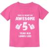 imageTstars 5th Birthday Shirt for Boys and Girls  Fun This is What an Awesome 5 Year Old Looks Like Kids TeePink