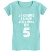 imageTstars I Know Everything Im 5 Funny 5th Birthday Gift Girls Fitted Kids TShirtChill Blue