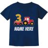 imageTstars Personalized 3rd Birthday Shirt Boy Construction Tractor Toddler Kids TShirtNavy
