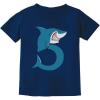 imageTstars Shark 5th Birthday Shirt Boy Girl Gift for 5 Year Old Fifth Toddler Kids TShirtNavy