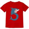 imageTstars Shark 5th Birthday Shirt Boy Girl Gift for 5 Year Old Fifth Toddler Kids TShirtRed