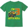 imageTstars Truck 3rd Birthday Shirt Boy Girl Gift for 3 Year Old Toddler Kids TShirtGreen