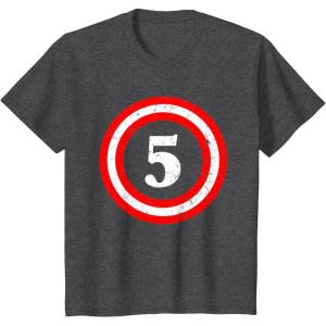 imageCaptain 5th Birthday  Gift for Five Years Old Youth Kids TShirtDark Heather Grey