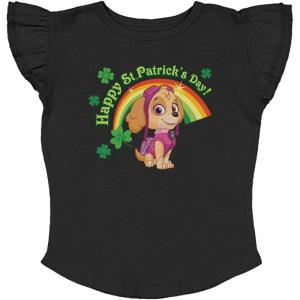 imagePaw Patrol Skye Toddler Birthday Girl Tee  Gift Idea for 3 or 4 Year Old Girls  Ruffle Sleeve Party TopSt Patrick Ruffle  Black