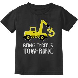 imageTstars  3rd Birthday Tractor Construction Party Toddler Kids TShirtBlack