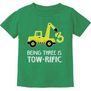 imageTstars  3rd Birthday Tractor Construction Party Toddler Kids TShirtGreen