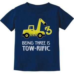 imageTstars  3rd Birthday Tractor Construction Party Toddler Kids TShirtNavy