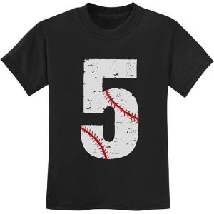 imageTstars Baseball 5th Birthday Shirt Boy Girl Gifts 5 Year Old Toddler Kids TShirtBlack