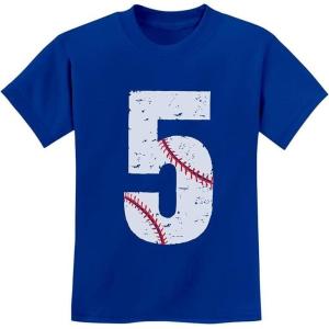 imageTstars Baseball 5th Birthday Shirt Boy Girl Gifts 5 Year Old Toddler Kids TShirtBlue