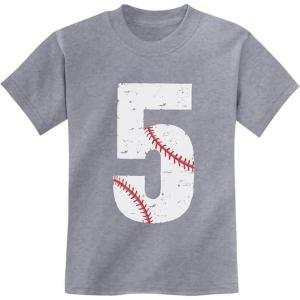 imageTstars Baseball 5th Birthday Shirt Boy Girl Gifts 5 Year Old Toddler Kids TShirtGray