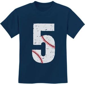 imageTstars Baseball 5th Birthday Shirt Boy Girl Gifts 5 Year Old Toddler Kids TShirtNavy