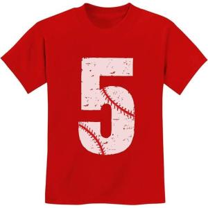 imageTstars Baseball 5th Birthday Shirt Boy Girl Gifts 5 Year Old Toddler Kids TShirtRed