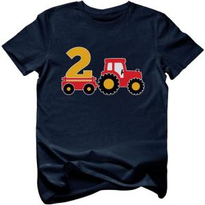 imageTstars Farm Tractor 2nd 3rd Birthday Shirt for Toddler Boys or Girls  Gift Tee for 2 3 Year Old  Kids Bday Party OutfitTractor 2nd  Navy
