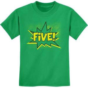 imageTstars Five 5th Birthday Shirt 5 Years Old Gifts Superhero Party Kids TShirt Small Green