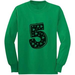 imageTstars Five Years Old Birthday Gift Idea  Im 5 Superstar Long Sleeve Kids TShirtGreen