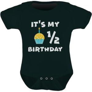imageTstars Half Birthday Outfit Baby Boy Girl One 12 Year Old Milestone Infant BodysuitBlack