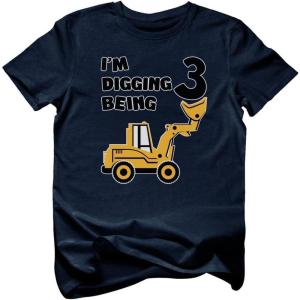 imageTstars Im Digging Being 3 Shirt  3rd Birthday Outfit with Digger Truck  Construction Tee for Toddler BoysNavy