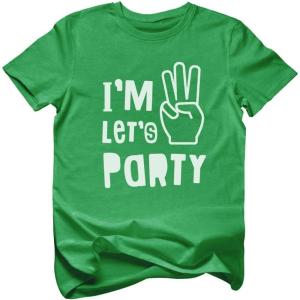 imageTstars Im Three Lets Party Shirt  Fun 3rd Birthday Tee for Toddler Boys and Girls Cute Kids Gift OutfitGreen