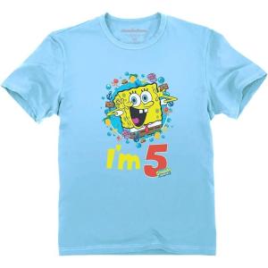 imageTstars Official Spongebob  4th Birthday Im 4 Toddler Kids TShirtCalifornia Blue
