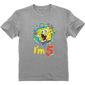 imageTstars Official Spongebob  4th Birthday Im 4 Toddler Kids TShirtGray