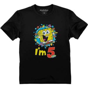imageTstars Official Spongebob  5th Birthday Im 5 Toddler Kids TShirt 5T Black