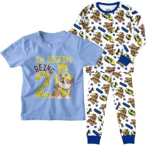 imageTstars Paw Patrol Rubble 2nd Birthday Outfit  Cute Shirt and Pants Set Fun Gift for Toddler BoysCalifornia Blue 2nd Rubble Shirt  Set