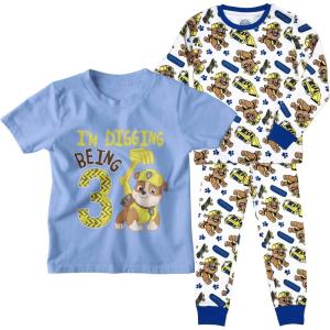 imageTstars Paw Patrol Rubble 2nd Birthday Outfit  Cute Shirt and Pants Set Fun Gift for Toddler BoysCalifornia Blue 3rd Ruble Shirt  Set