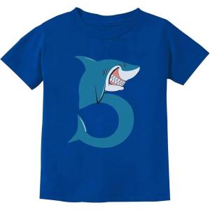 imageTstars Shark 5th Birthday Shirt Boy Girl Gift for 5 Year Old Fifth Toddler Kids TShirtBlue