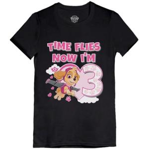 imageTstars Skye Birthday Girl 3 Gifts for Three Years Old Bday Paw Patrol Theme Party Toddler Kids Girls Fitted TShirt A51144dTime Flies 3  Black