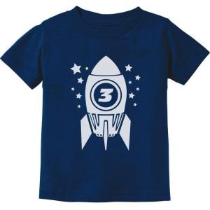 imageTstars Space Rocket 3rd Birthday Shirt Boy Girl 3 Year Old Infant Toddler Kids TShirtNavy