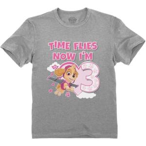 imageTstars Time Flies Skye 3rd Birthday Gift Toddler Kids TShirt Paw Patrol Birthday Girl Shirt 5T Gray