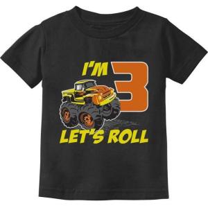 imageTstars Truck 3rd Birthday Shirt Boy Girl Gift for 3 Year Old Toddler Kids TShirtBlack