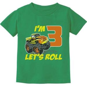 imageTstars Truck 3rd Birthday Shirt Boy Girl Gift for 3 Year Old Toddler Kids TShirtGreen