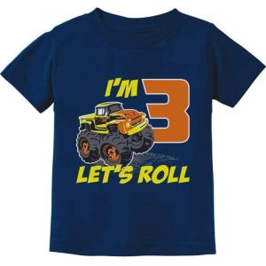 imageTstars Truck 3rd Birthday Shirt Boy Girl Gift for 3 Year Old Toddler Kids TShirtNavy