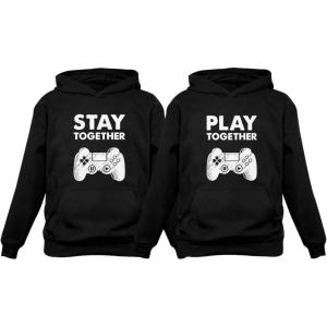 imageTstars Matching Couple Hoodies Set Play Together Stay Together Funny Gamer ValentineStay Black  Play Black