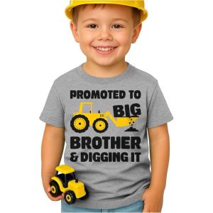 imageTstars Promoted to Big Brother and Digging It TShirt  Toddler Kids Sibling Shirt  Pregnancy Reveal Gift for BoysGray