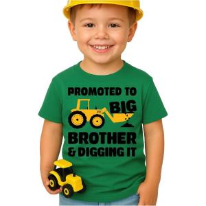 imageTstars Promoted to Big Brother and Digging It TShirt  Toddler Kids Sibling Shirt  Pregnancy Reveal Gift for BoysGreen