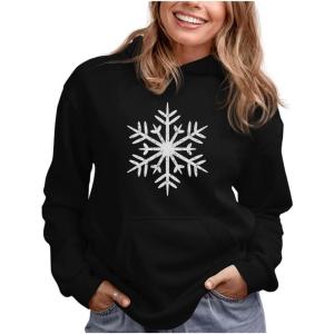 imageTstars Snowflake Christmas Hoodie for Women and Teen Girls Xmas Holiday Sweatshirt HoodiesSnowflake  Black