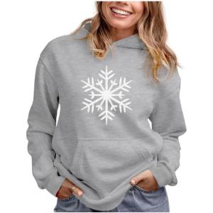 imageTstars Snowflake Christmas Hoodie for Women and Teen Girls Xmas Holiday Sweatshirt HoodiesSnowflake  Gray