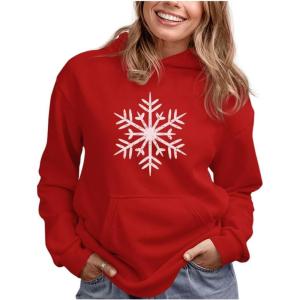 imageTstars Snowflake Christmas Hoodie for Women and Teen Girls Xmas Holiday Sweatshirt HoodiesSnowflake  Red